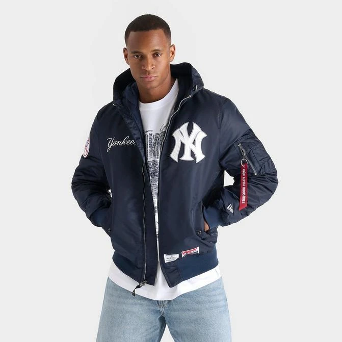 New Era Men's New Era x Alpha Industries New York Yankees MLB Hooded Bomber Jacket 1