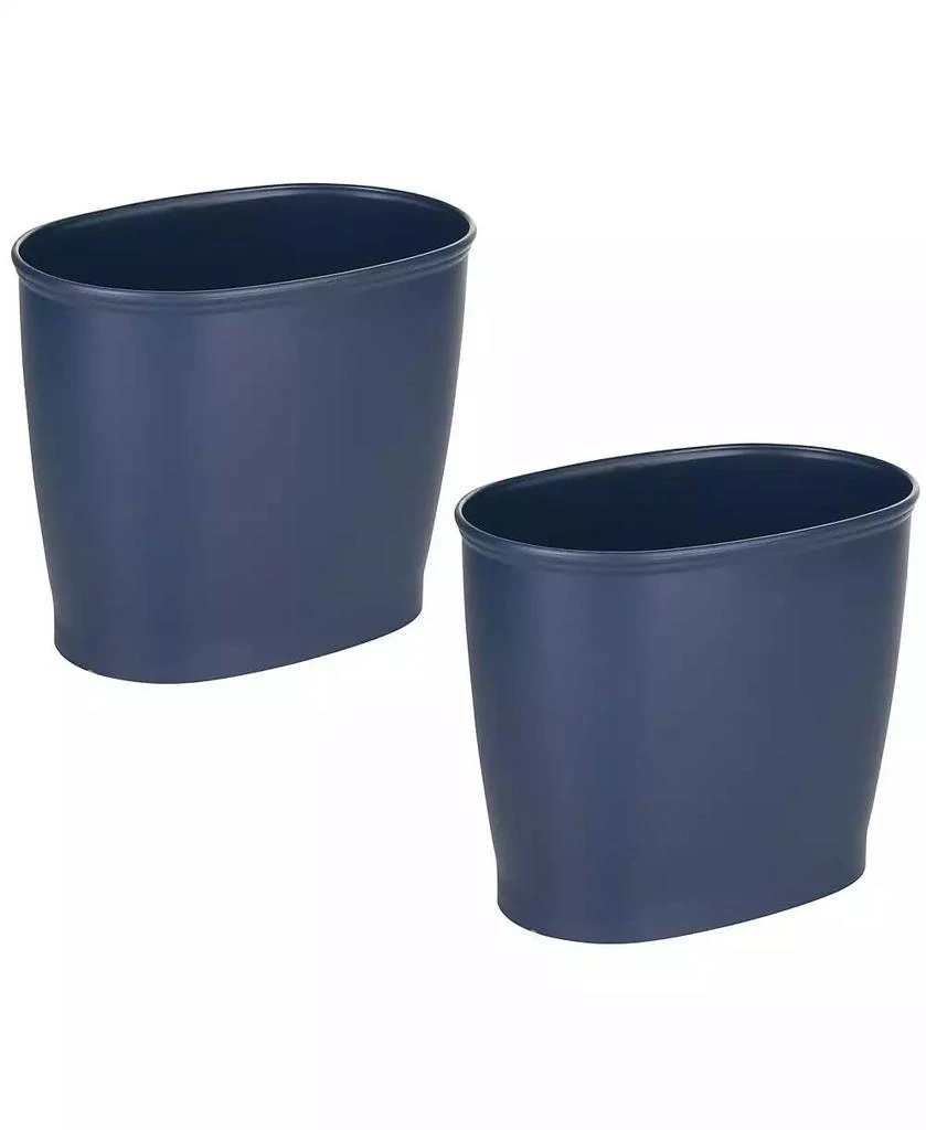 iDesign Oval 2.1 Gallon / 8 Liter Plastic Trash Can, 2-Pack, Navy, Made in USA