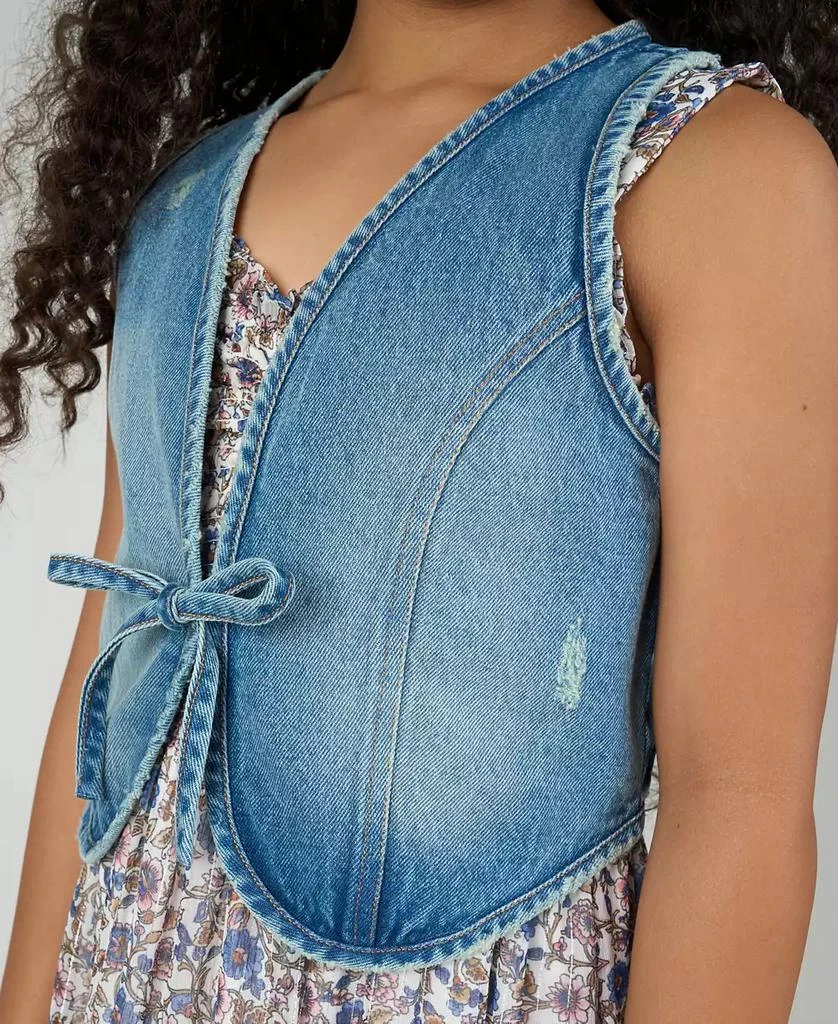 Rare Editions Big Girls 2-Piece Floral Maxi With Denim Vest and Dress Set 4