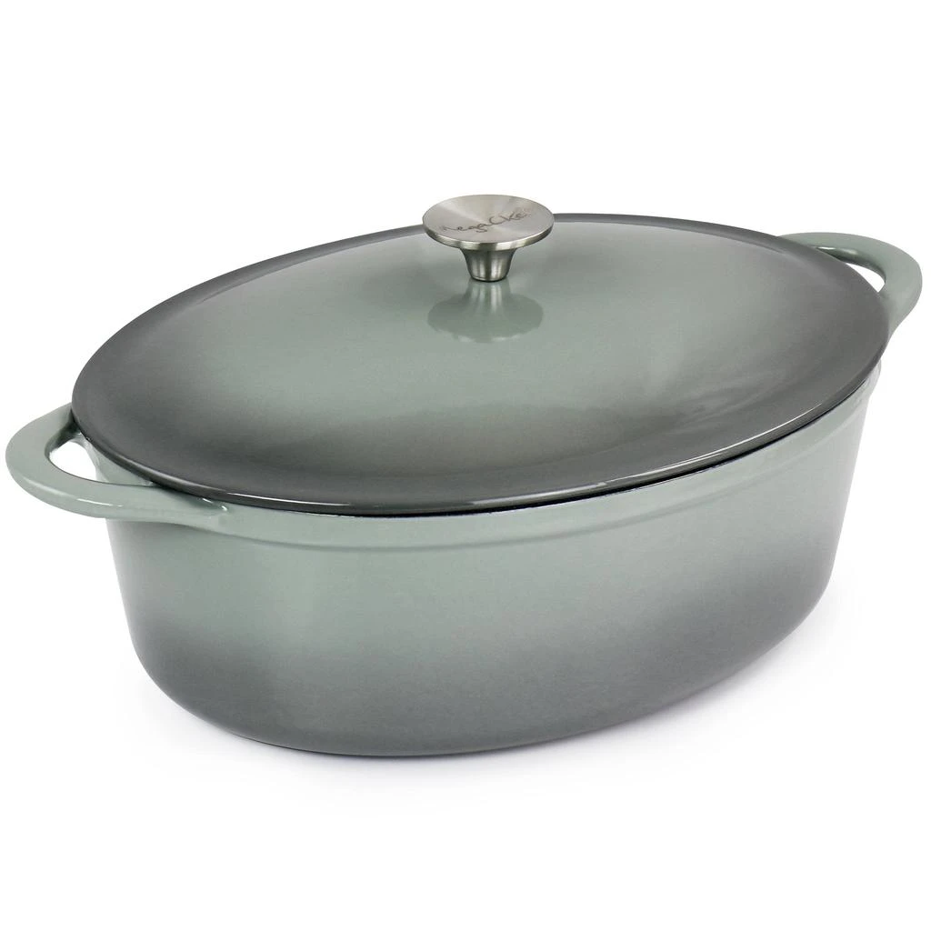 Megachef 7 Quarts Oval Enameled Cast Iron Casserole in Gray 2