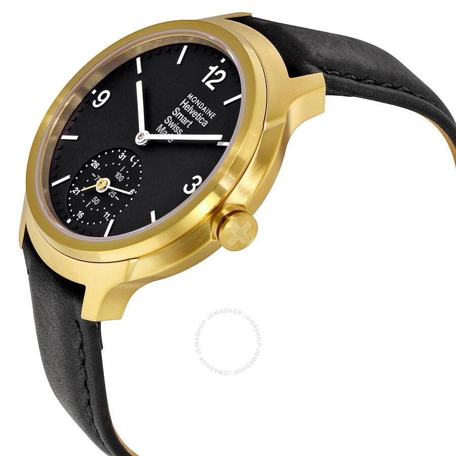 Mondaine Helvetica No 1 Bold Smart Black Dial Black Leather Men's Watch MH1B2S20LB