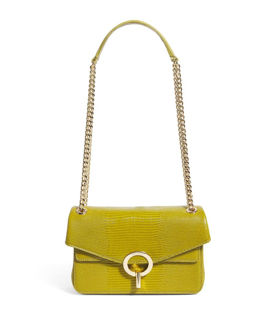 SANDRO Croc-Embossed Leather Yza Shoulder Bag