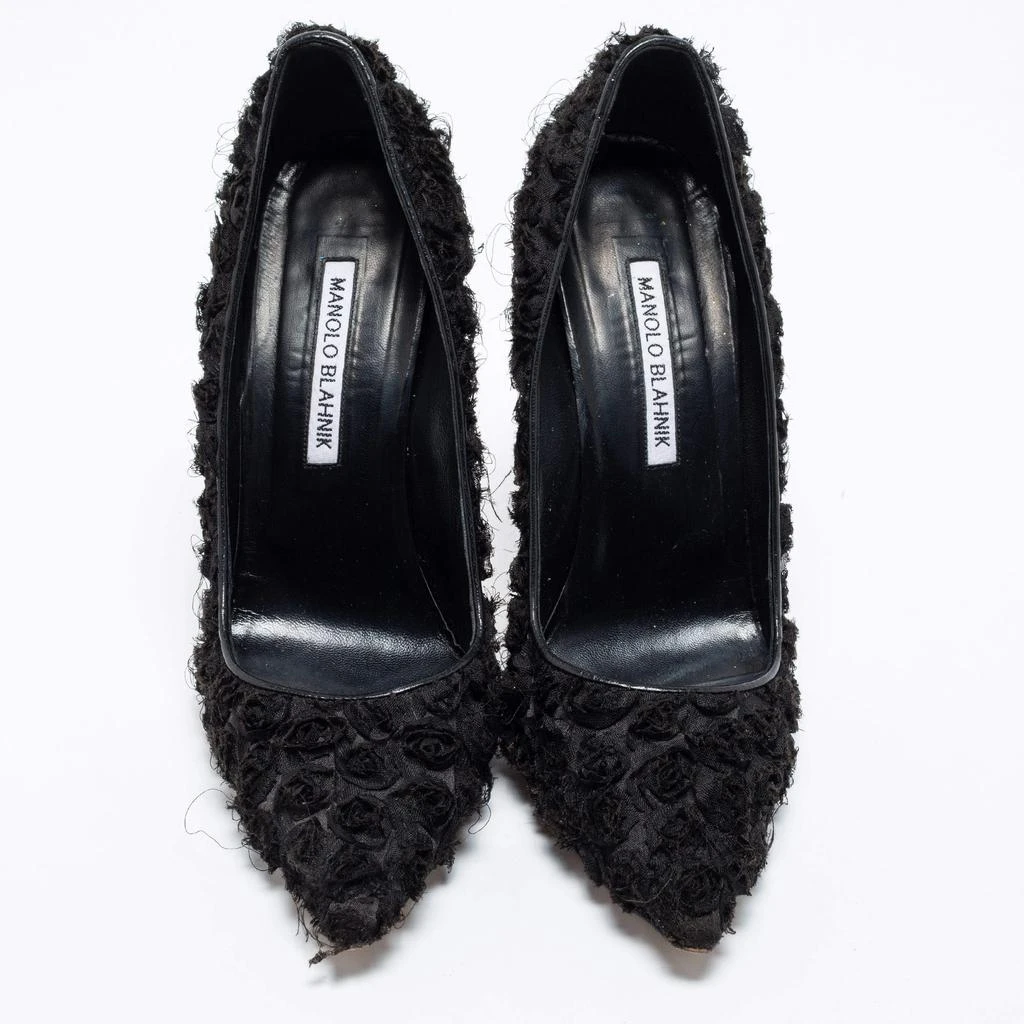 Manolo Blahnik Manolo Blahnik Black Floral Fabric Pointed Toe Pumps Size 39 3