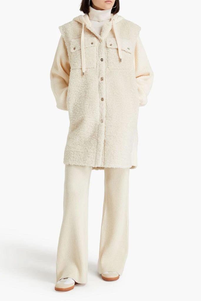 Maje Knit-paneled faux fur coat 2