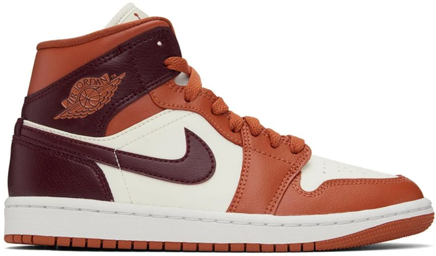 Jordan White & Orange Air Jordan 1 Mid Sneakers 1