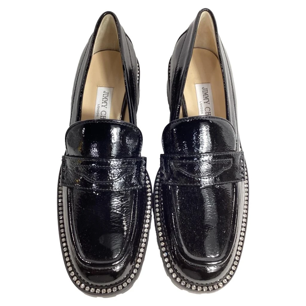 Jimmy Choo Deanna Crystal-Embellished Loafers in Black Patent Leather 5