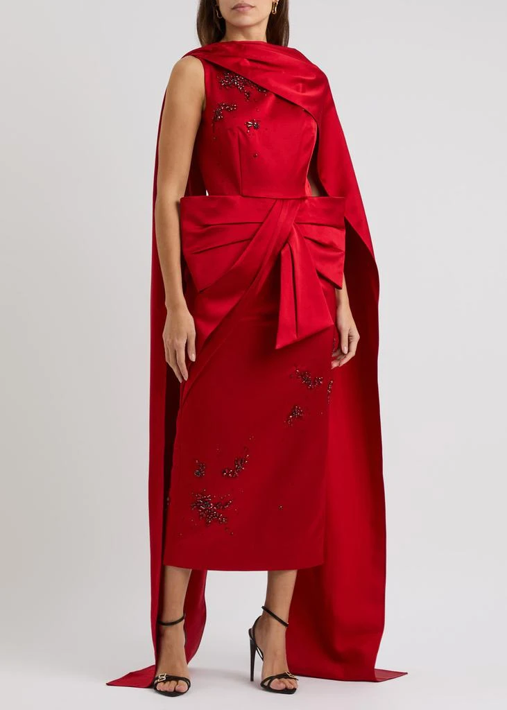 Erdem Draped bow-embellished satin dress 2
