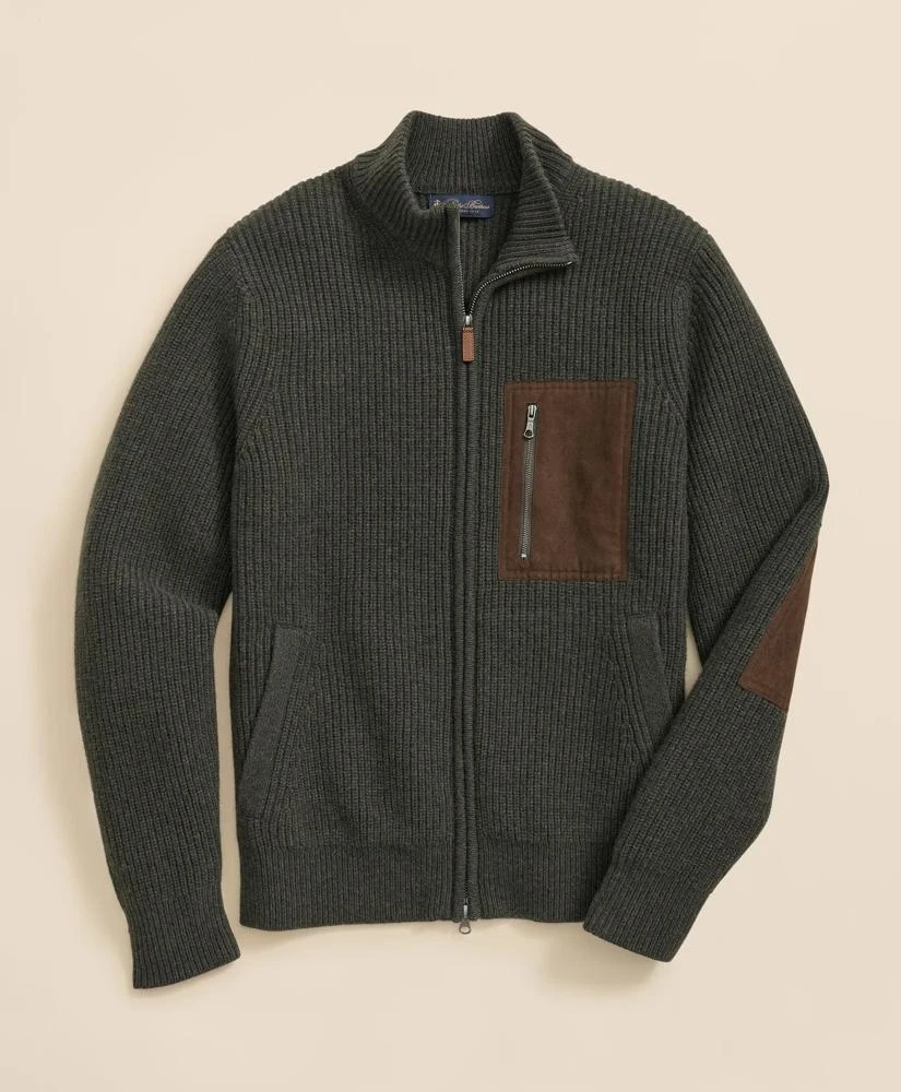 Brooks Brothers Merino Wool Military Full-Zip Sweater