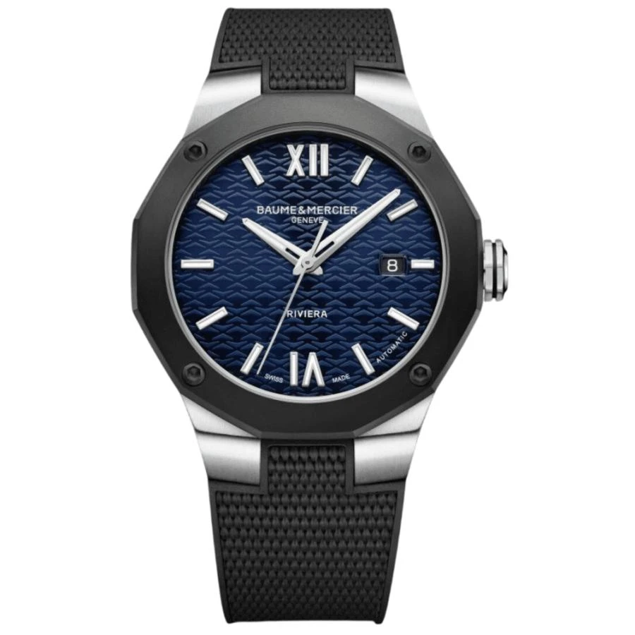 Baume & Mercier Riviera Automatic Blue Dial Rubber Strap Men's Watch 10768 1