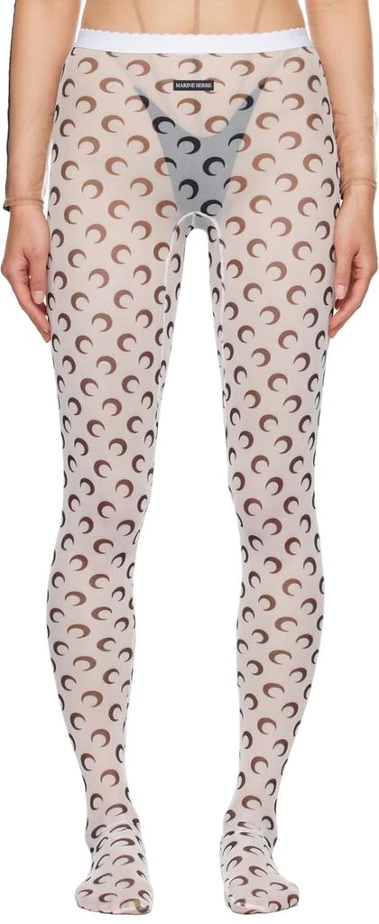 MARINE SERRE White Moon Printed Mesh Tights 1