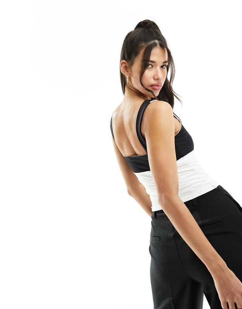 NA-KD NA-KD X Paola Cossentino contrast top in black and white 4