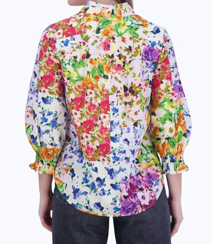 FOXCROFT Foxcroft - Olivia 3/4 Sleeve Floral Top