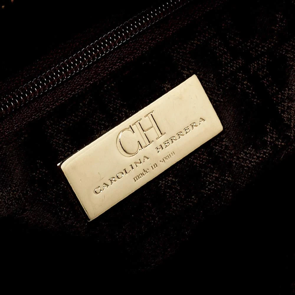 Carolina Herrera Carolina Herrera Dark Purple Grained Leather Boston Bag 8