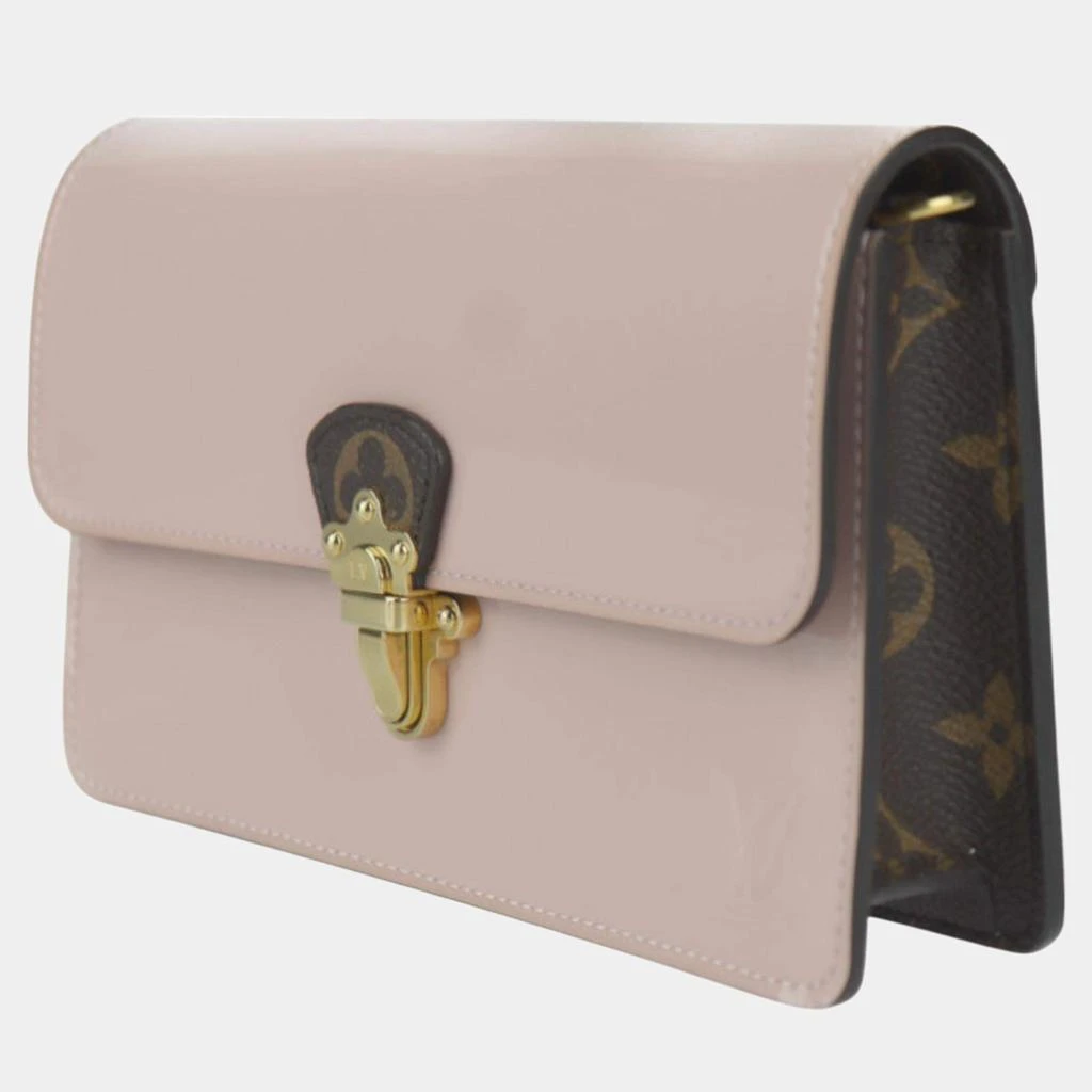 Louis Vuitton Louis Vuitton Patent Calf Leather x Monogram Canvas Rose Ballerine Brown Portefeuille Cherrywood Chain Wallet Clutch 2