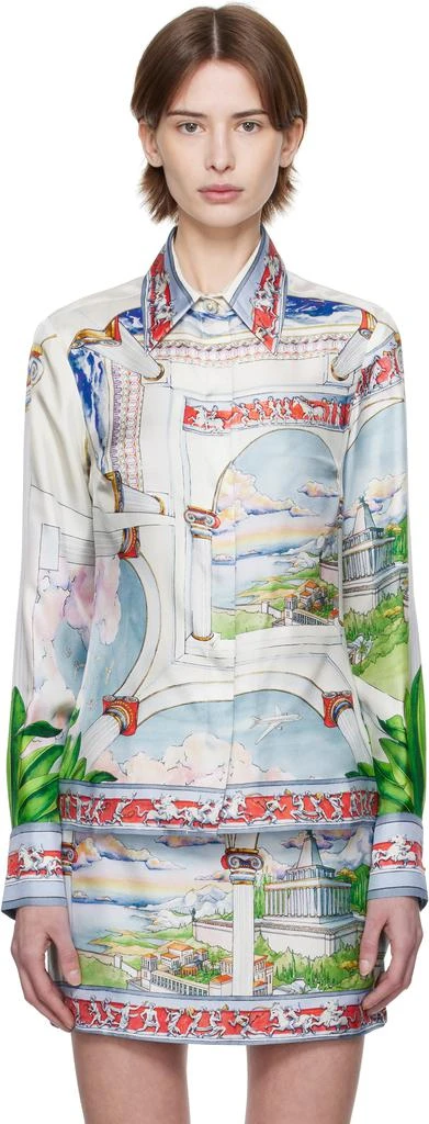 Chemise Homme En Soie Métallisée Multicolore CREME DE SILK - Taille Small - Neuf Avec étiquettes (PASSAGE 1058)