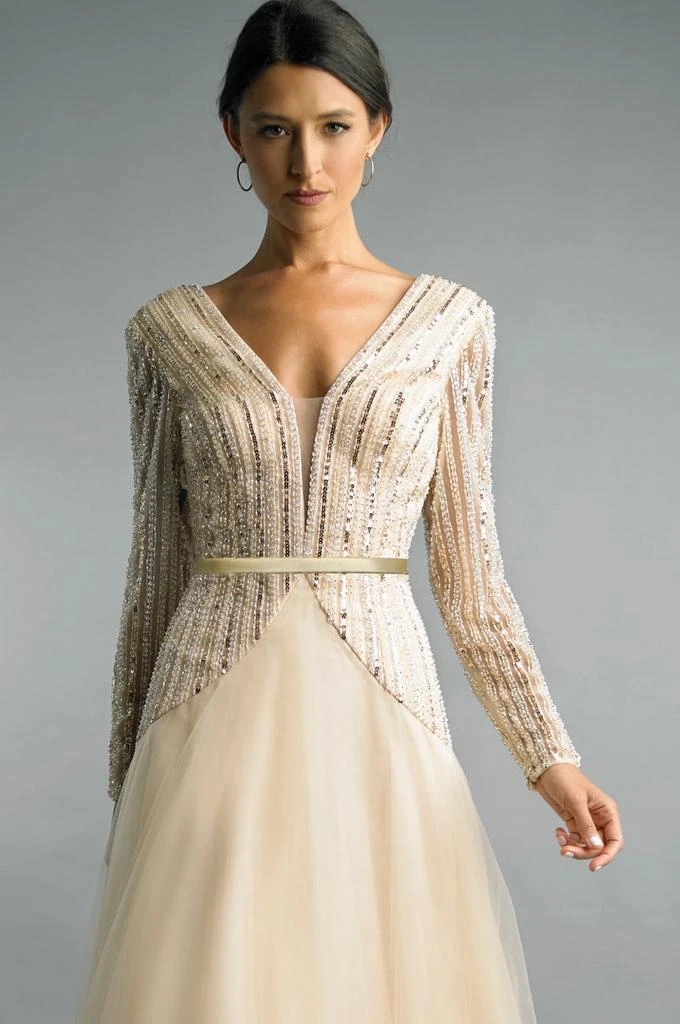 Basix Black Label Long Sleeve Sequined Gown 3