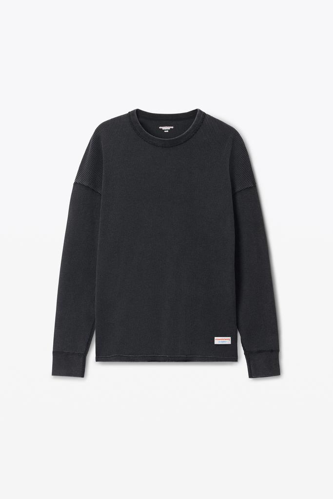 Alexander Wang long-sleeve tee in waffle-knit cotton stretch