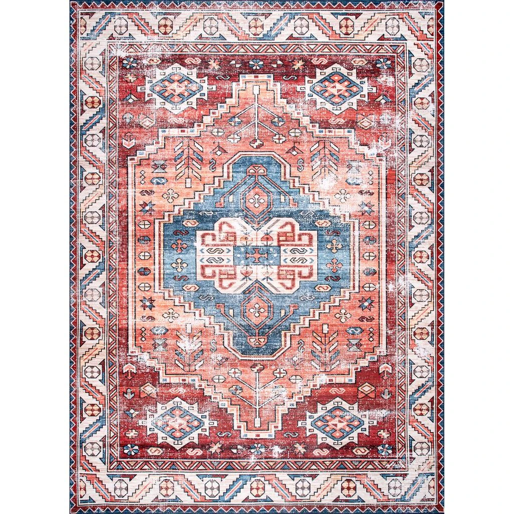 nuLOOM Marli Machine Washable Faded Medallion Area Rug 2