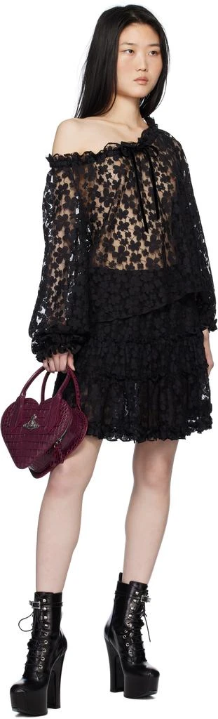 Anna Sui Black Shadow Blossom Elastic Lace Blouse 4