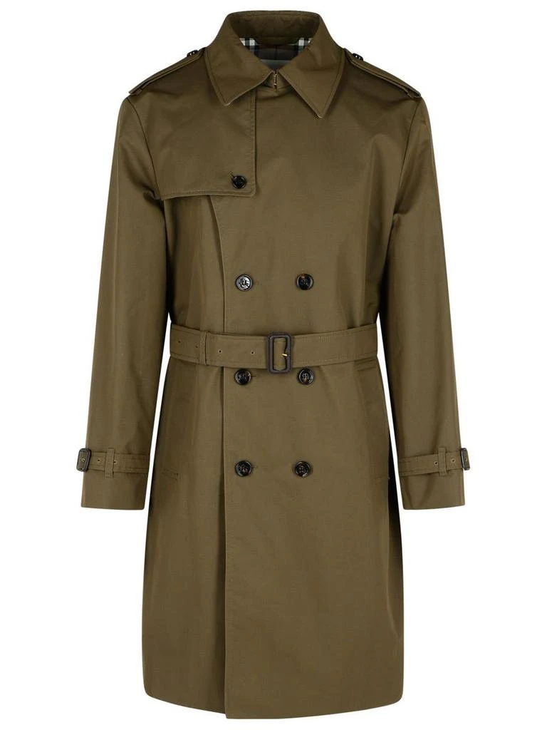 Burberry Burberry Green Cotton Blend Trench Coat 1