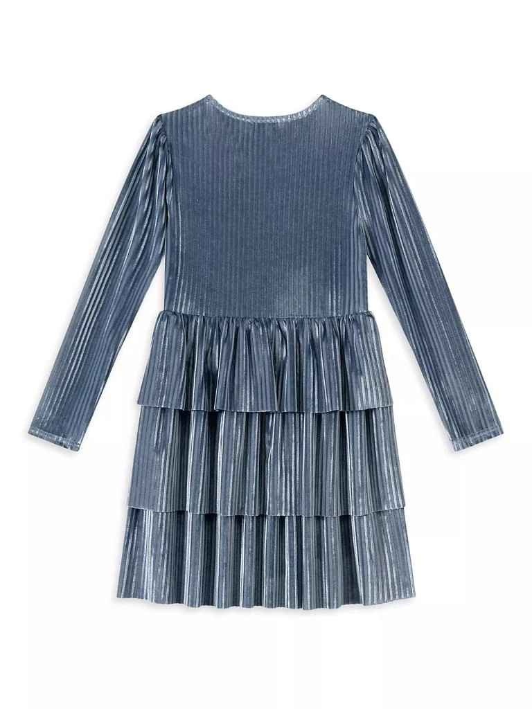 Andy & Evan Girl's Velvet Ribbed Tiered Dress 2