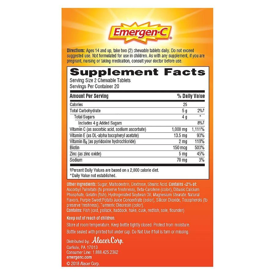 Emergen-C Immune Support Chewable Tablet with 1000 mg Vitamin C & B Vitamins Orange Blast 4