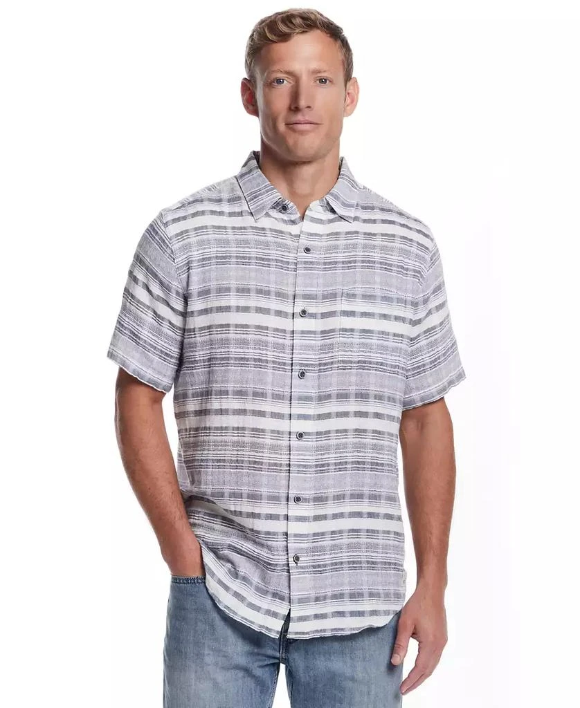 Weatherproof Vintage Men's Short Sleeve Dobby Stripe Button-Front Shirt 1