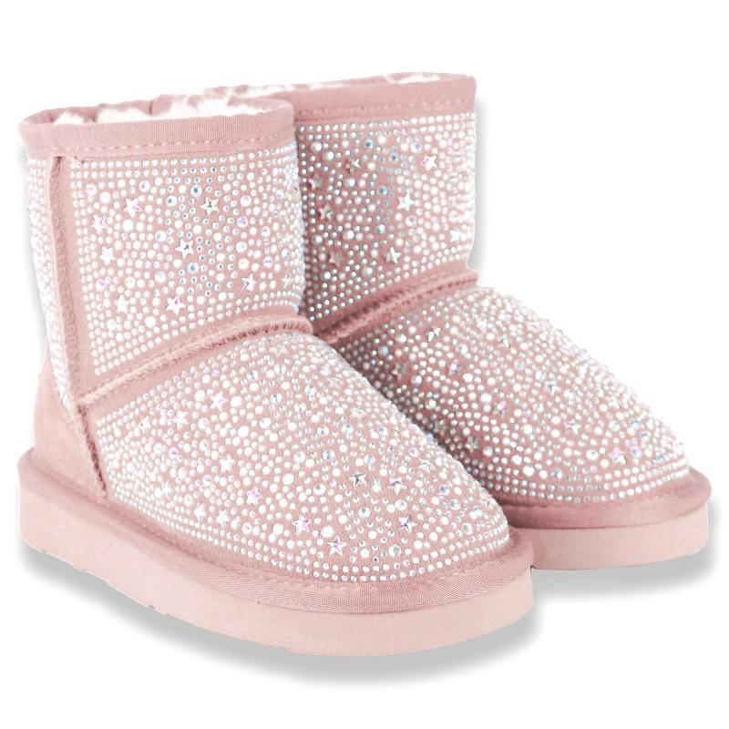 Lelli Kelly Rhinestones girls light pink suede boots