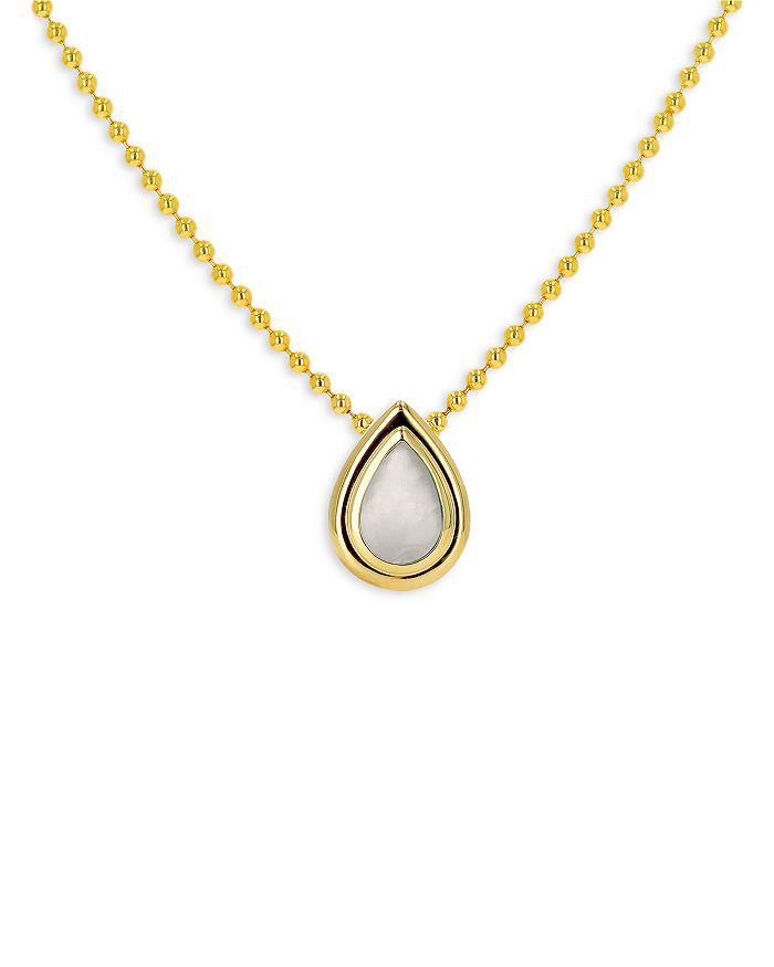 Rachel Reid 14K Yellow Gold Mother of Pearl Bezel Pear Pendant Necklace, 16"