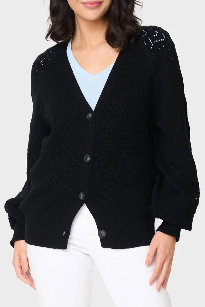 Gibsonlook Gigi Diamond Stitch Crochet Cardigan In Black 2