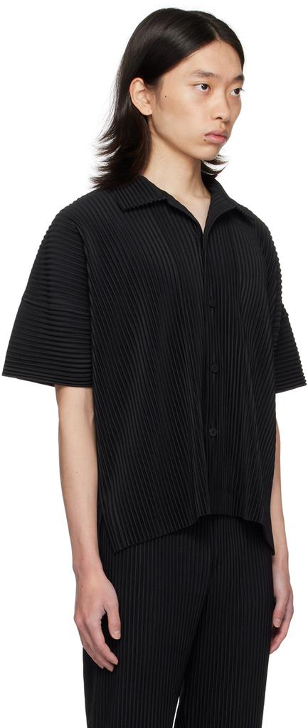 週末限定値下げISSEY MIYAKE me ブラック 半袖シャツ Homme Plissé Issey Miyake Monthly Colors July Shirt in Black