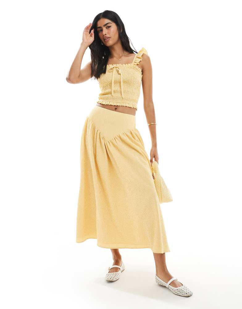 Daisy Street Daisy Street shirred top in yellow gingham co-ord