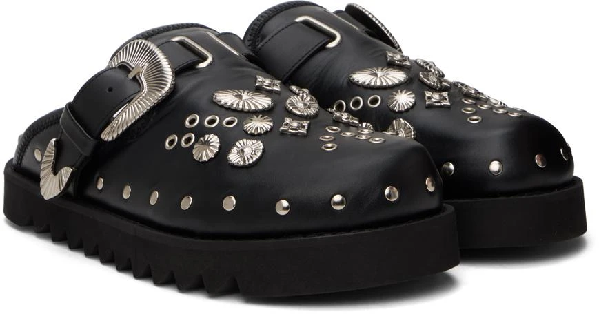 Toga Virilis Black Eyelet Metal Sabot Loafers - Business Casual 