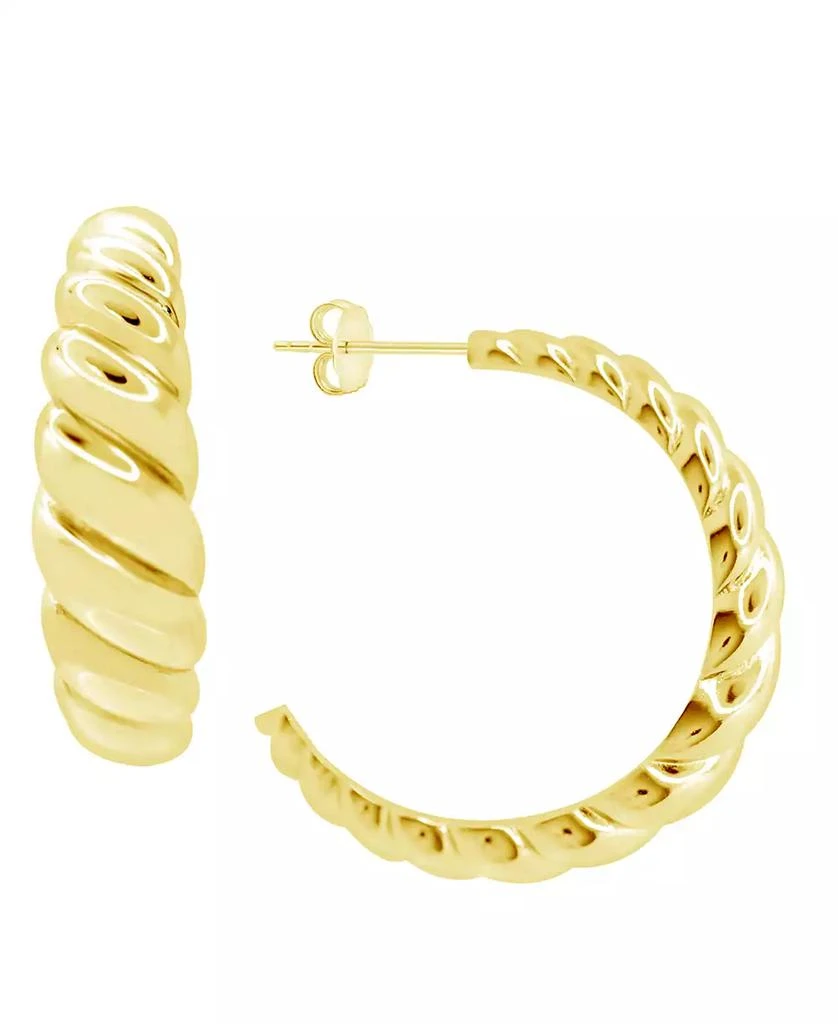 Essentials High Polished Large Shrimp C Hoop Post Earring in Silver Plate or Gold Plate 1