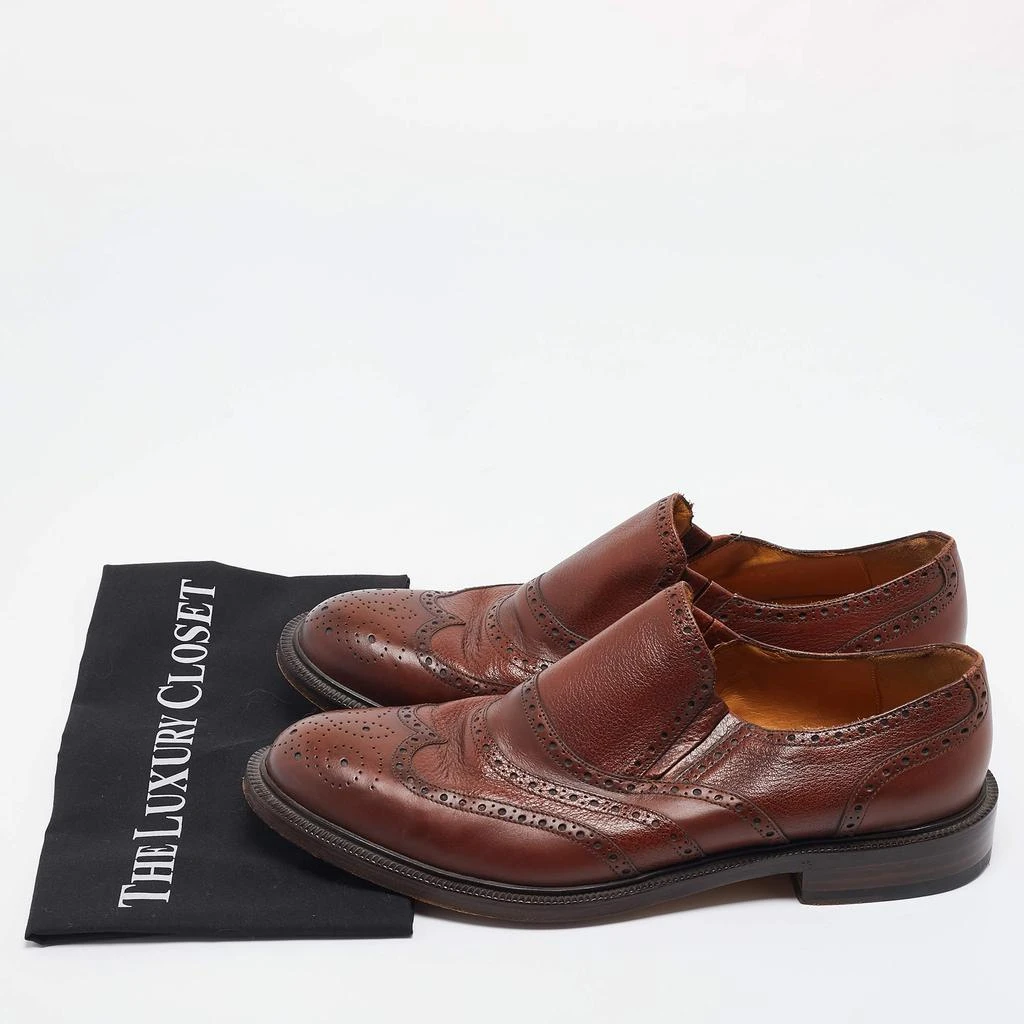 Gucci Gucci Brown Brogue Leather Slip On Oxford Size 45.5 9