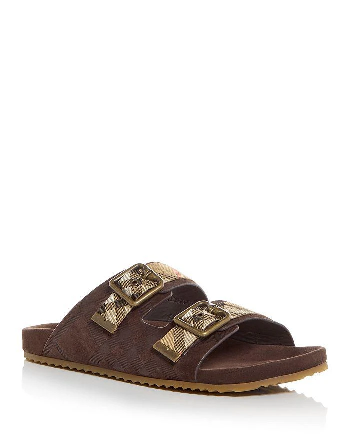 Shop Vivid Cobalt Melroy TB Monogram-Embossed Slides on Sale  display picture 1
