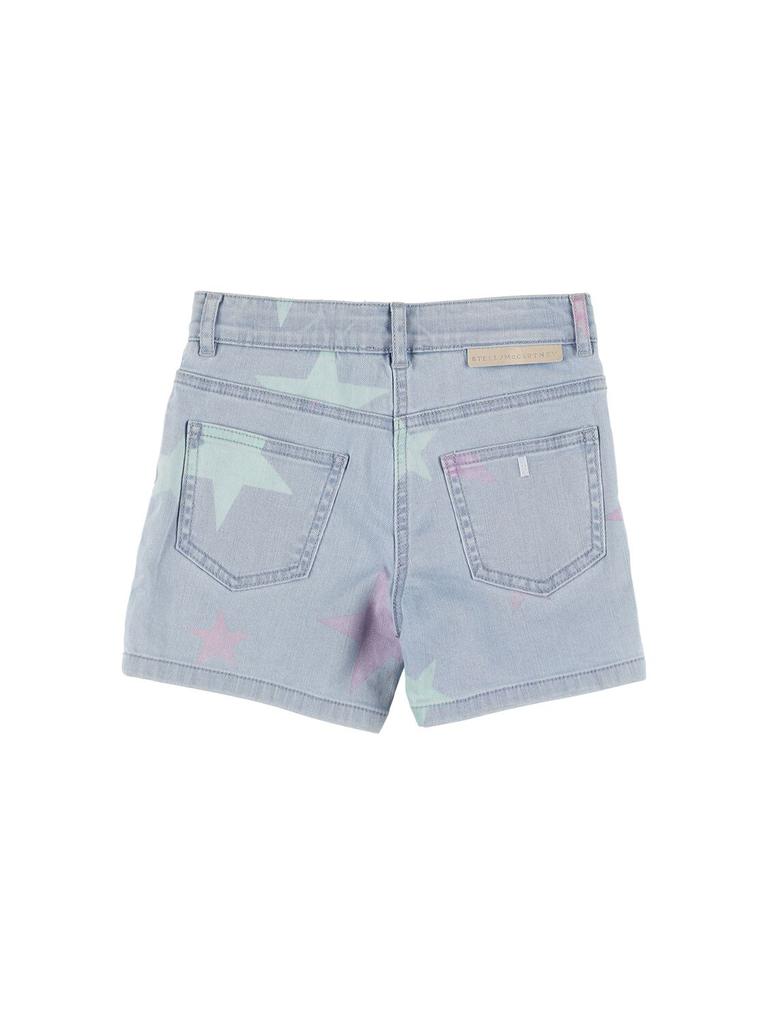 Stella McCartney Stars Print Cotton Denim Shorts - Pants