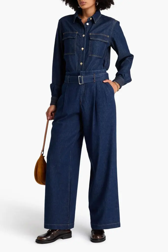 FRAME The Paper Bag belted pleated high-rise wide-leg jeans 2