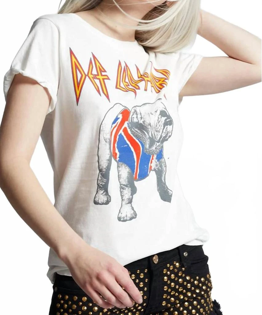 Recycled Karma Def Leppard Bulldog Tee In White 2