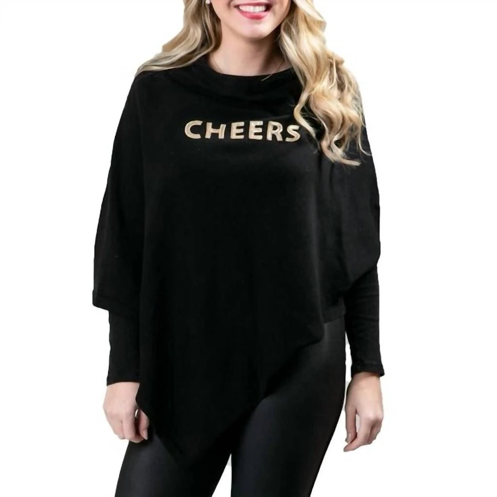 Top It Off Top It Off - Embroidered Cheers Poncho 2