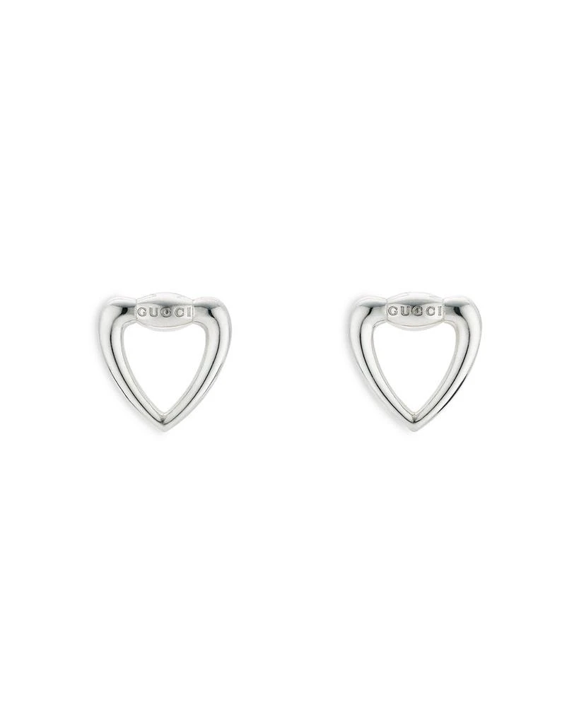 Gucci Sterling Silver Gucci Heart Open Stud Earrings 1