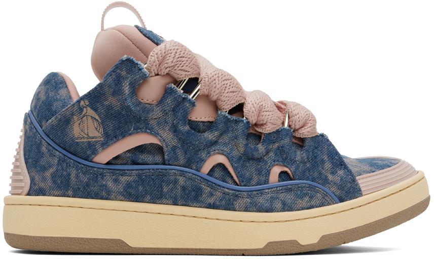 Shop SSENSE Exclusive Blue & Pink Curb Denim Sneakers on