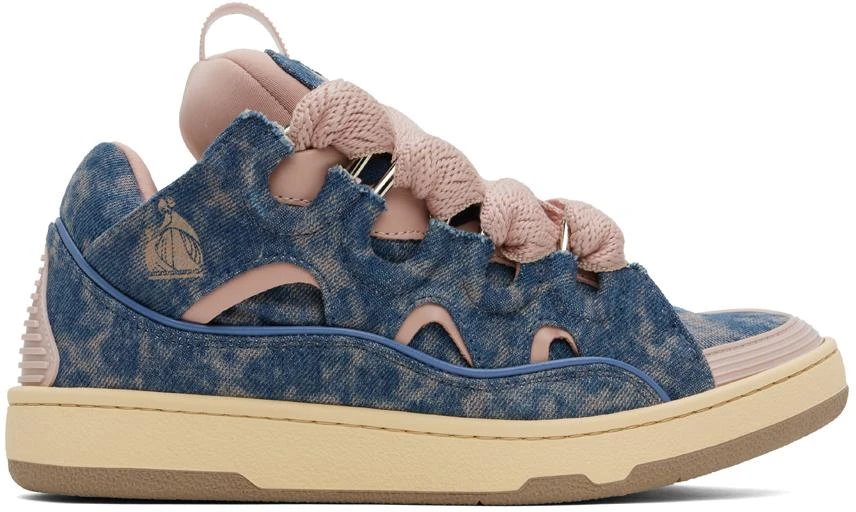 Lanvin SSENSE Exclusive Blue & Pink Curb Denim Sneakers 1