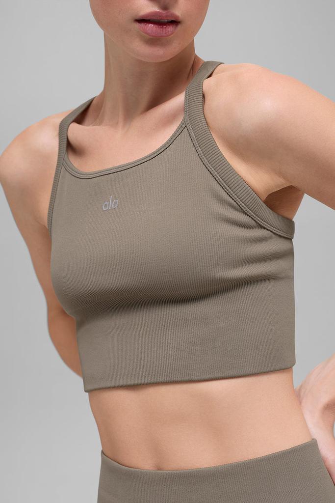 Alo Seamless Ribbed Favorite Bra Tank - White - Yoga - Free