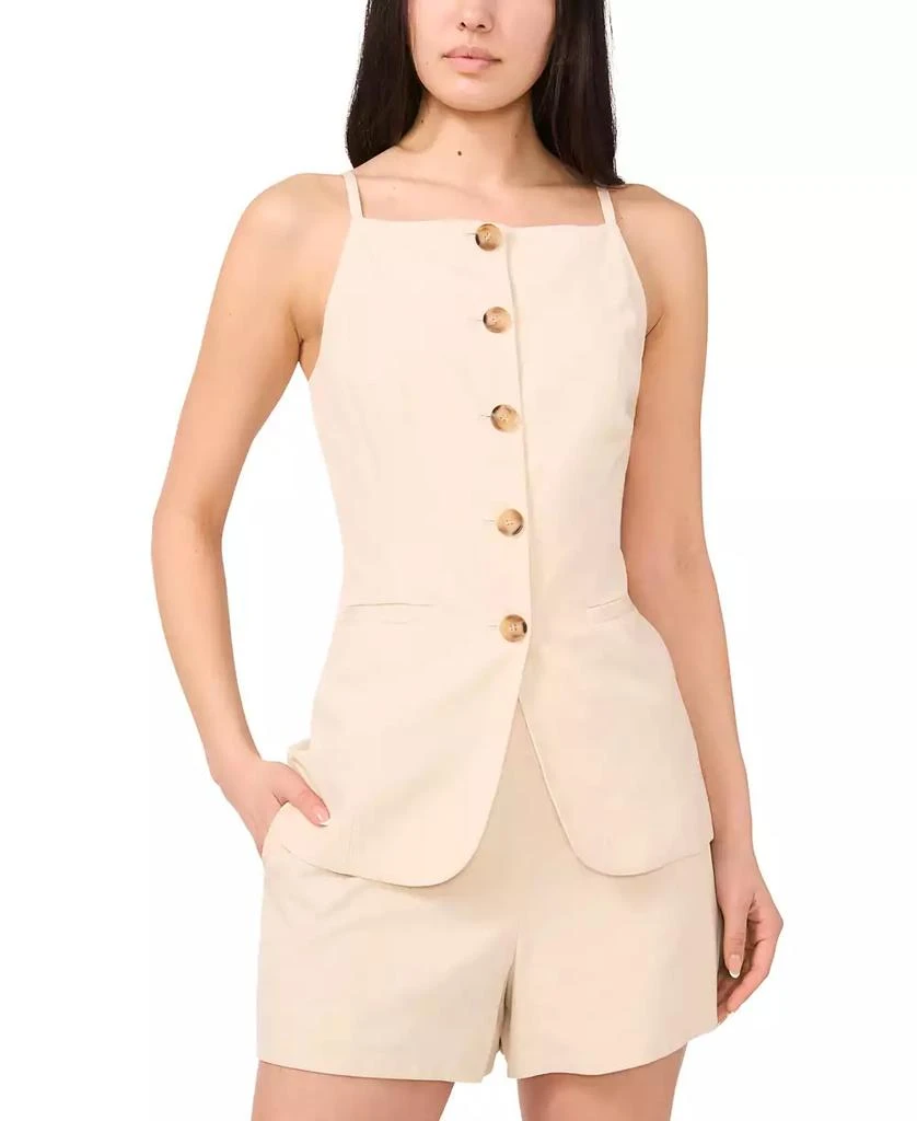 1. State Women's Square-Neck Button-Front Long Vest 2