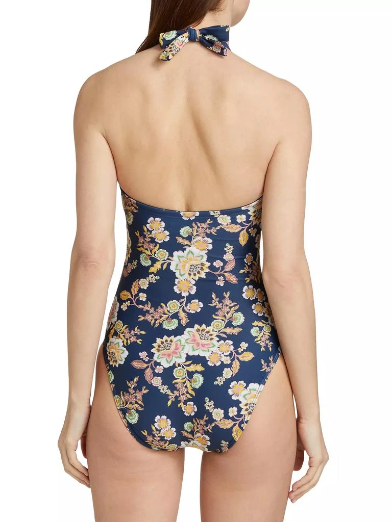 Shoshanna Floral Chain Halter One-Piece Swimsuit 4