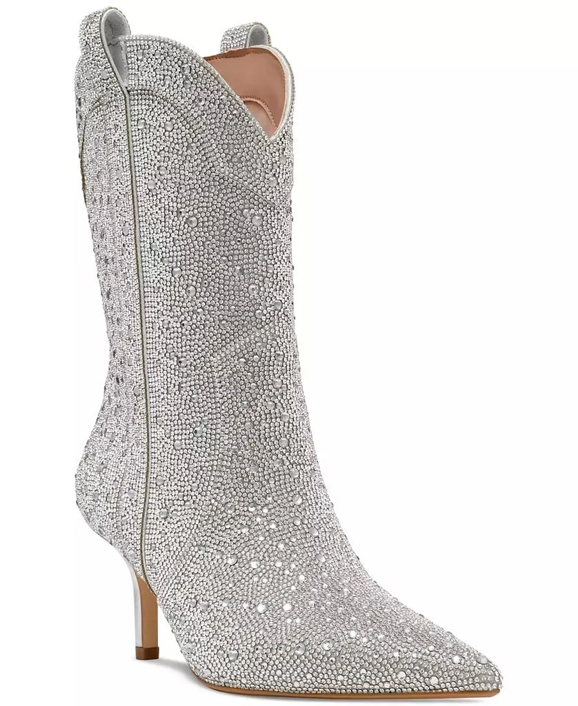 Steve Madden Women's Leigha Rhinestone Kitten-Heel Western Booties 1