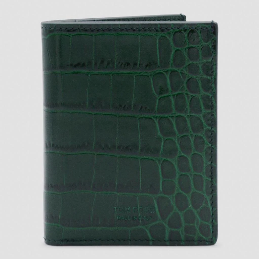 Tom Ford Tom Ford Dark Green Leather Card Holder 1