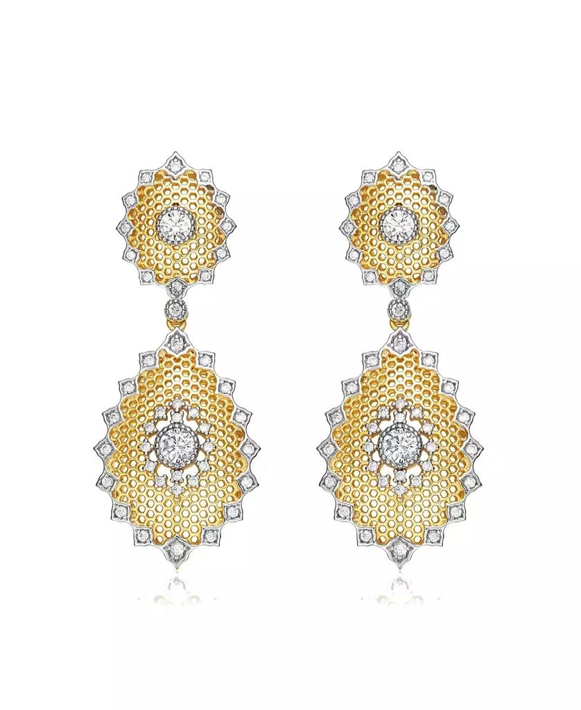 Rachel Glauber Women
s White Gold Plated and 14K Gold Plated Cubic Zirconia Drop Earrings 3