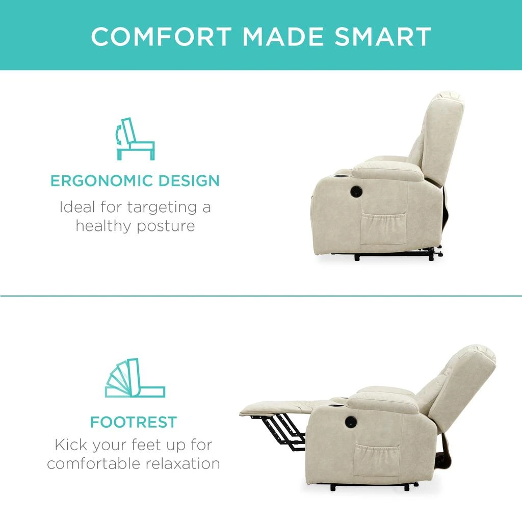 Best Choice Products Electric Power Lift Recliner Massage Chair Furniture w/ USB Port, Heat, Cupholders 6